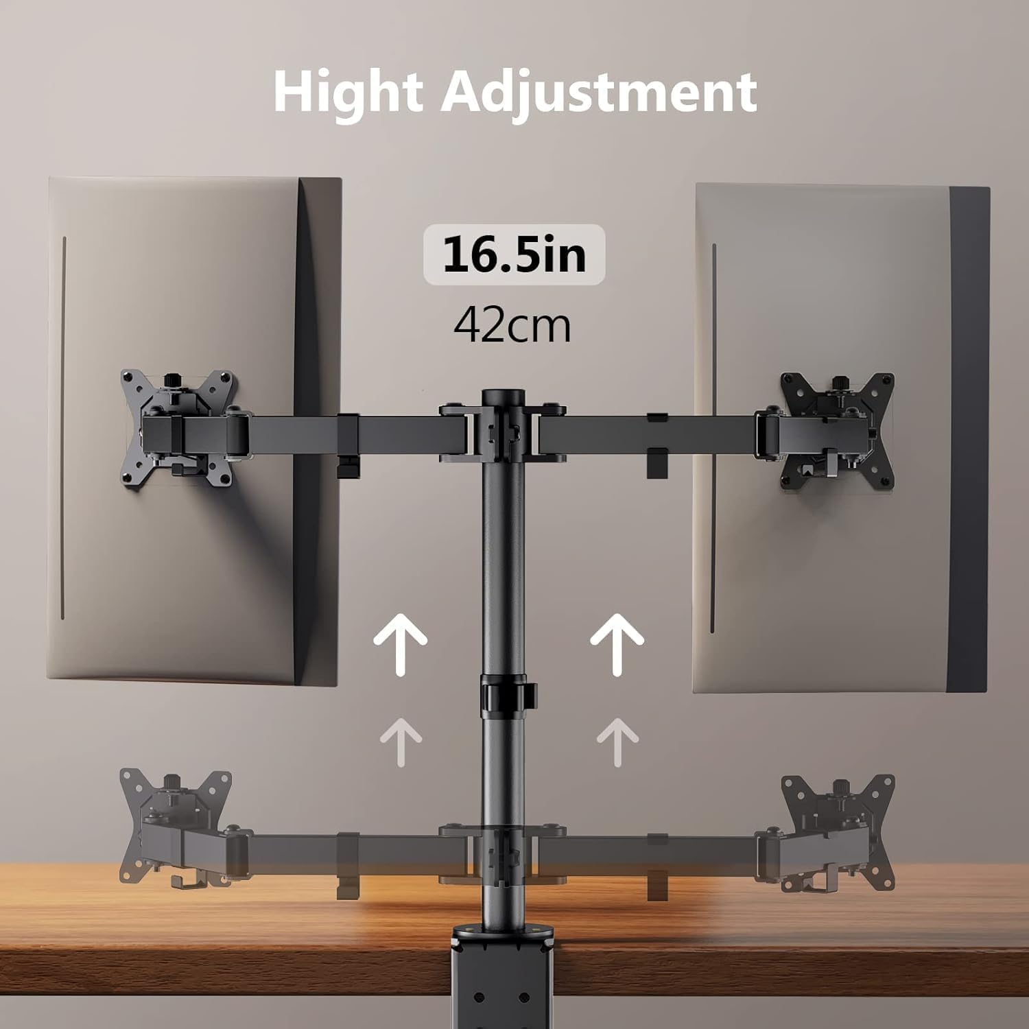 ErGear Dual Monitor Stand for 13 to 32 Inch Screens, Dual Monitor Arm Ergonomic Viewing Angle - Adjustable Tilt 90°/ Swivel 180°/ Rotate 360°/ VESA 75/100mm