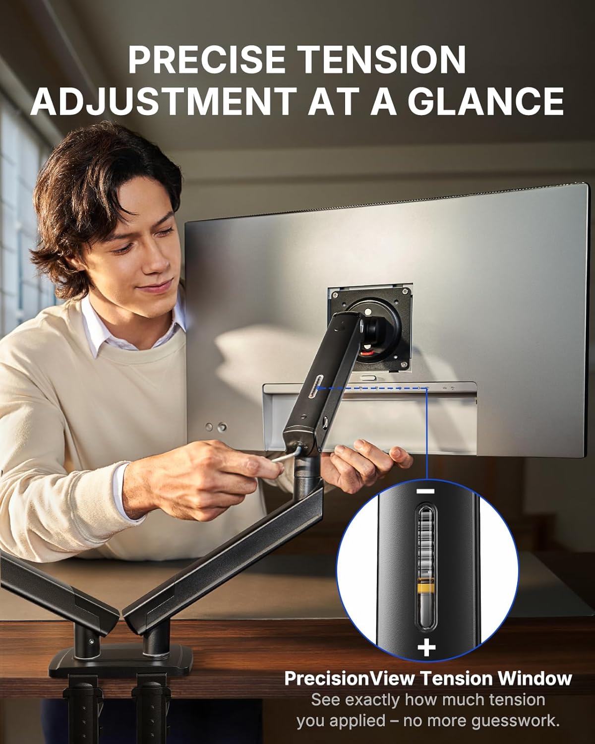 HUANUO FlowLift™ Pro Dual Monitor Arm for 13–32" Screens, MechaSpring™ Monitor Mount, Adjustable Monitor Stand with Tilt/Swivel/Rotation, Tool-Free VESA Mount, C-Clamp/Grommet Base, Max Load 9kg
