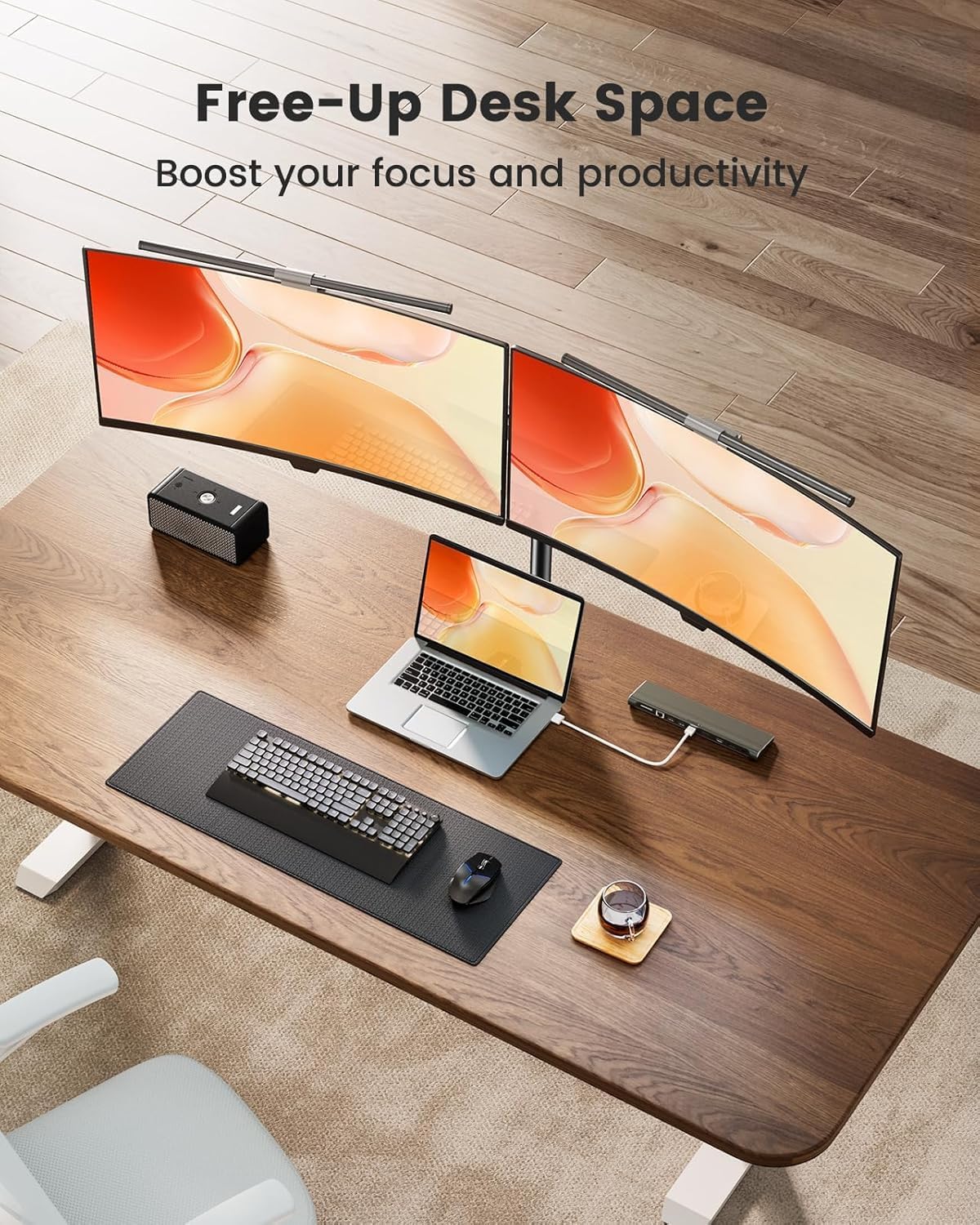 ErGear Dual Monitor Stand for 13 to 32 Inch Screens, Dual Monitor Arm Ergonomic Viewing Angle - Adjustable Tilt 90°/ Swivel 180°/ Rotate 360°/ VESA 75/100mm