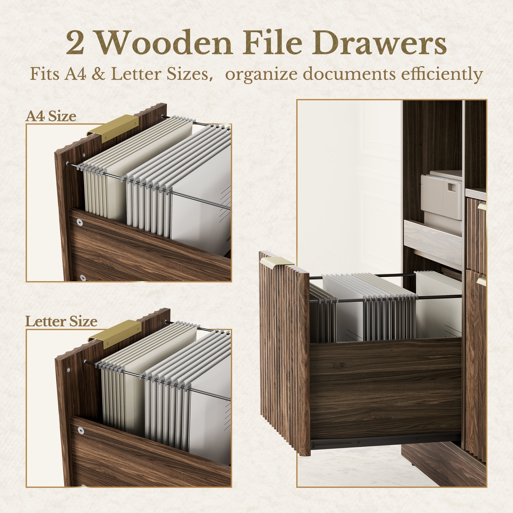 Charging Printer Storage Cabinet - Fluted - Natural Oak