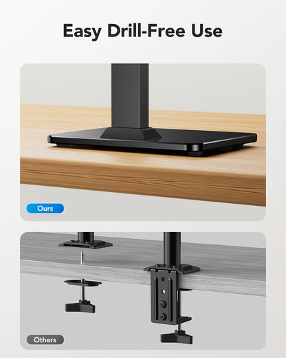 HUANUO Monitor Stand, Freestanding VESA Monitor Mount for 13″–34″ Screens up to 20 kg, 5 Height Options, Swivel Desk Computer Stand Base Riser with 360° Rotation, Tilt, VESA 75x75mm/100x100mm
