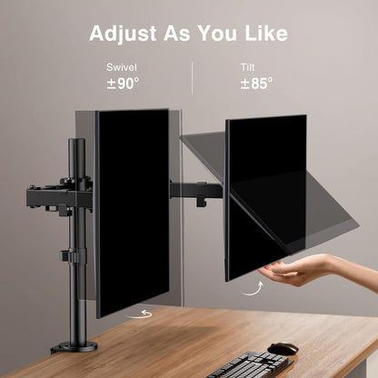 ErGear Dual Monitor Stand for 13 to 32 Inch Screens, Dual Monitor Arm Ergonomic Viewing Angle - Adjustable Tilt 90°/ Swivel 180°/ Rotate 360°/ VESA 75/100mm