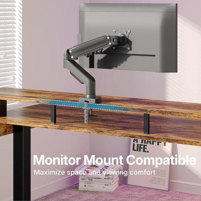 HUANUO 140 x 66cm Electric Standing Desk with 2 Drawers & 64cm Large Keyboard Tray, C-Clamp Mount Compatible, Adjustable Computer Desk for Office, Sit Stand Up Desk with 4 Height Presets, Vintage